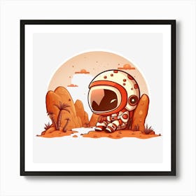 Astronaut Planet Cartoon Mars Nasa Affiche