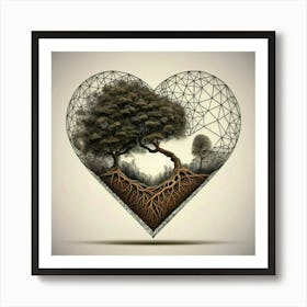 Tree In A Heart Art Print