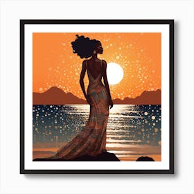 Afro-American Woman At Sunset Art Print