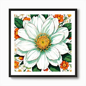 Flower In A Vase, Illustrate A Close Up Of A Blooming Flower With Intricate Art Print