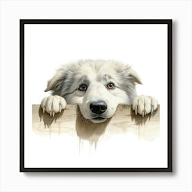 Dog Looking Over Fence Art Print