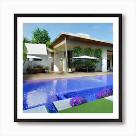 Modern Villa With Swimming Pool Art Print