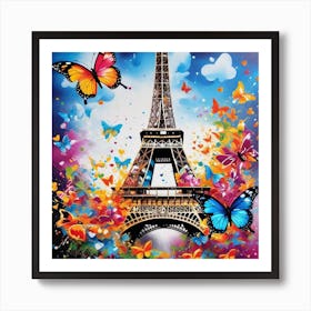 Paris With Butterflies 108 Art Print