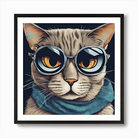 Cat With Glasses 2 Art Print