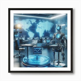 Robot In The Office 1 Art Print