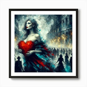 Woman With A Heart Art Print