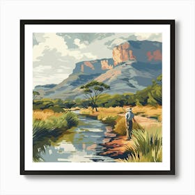 Man Fishing In The River Art Print