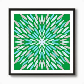 Petal Burst - green and blue Art Print