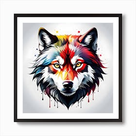 Colorful Wolf Head Art Print