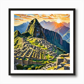 Macha Pichu At Sunrise Art Print