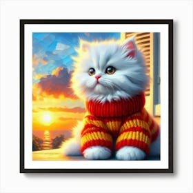 Sunset Cat 1 Art Print