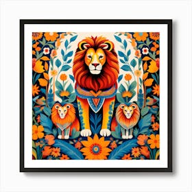 Lion In The Garden Art Print