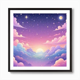 Sky With Twinkling Stars In Pastel Colors Square Composition 294 Art Print