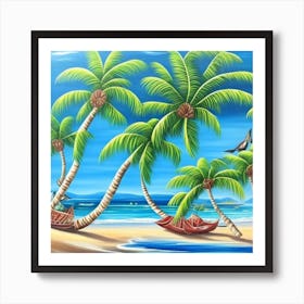 Palm Trees On The Beach 12 Art Print