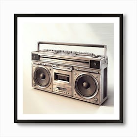 A Highly Detailed, Exquisite Illustration Of A Vintage Boombox Rendered In Precise Pencil Sketching, Showcasing Intricate Textures, Subtle Shading, And Delicate Linework, Evoking A Sense Of Nostalgia And Retro Charm Art Print