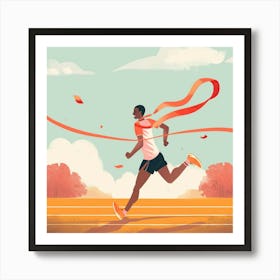 Running Man With Orange Ribbon Art Print