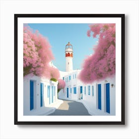 Pink Flowers In The Alley Art Print