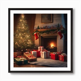 Christmas Tree With Presents 38 Art Print