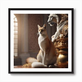 Cat And Lion Art Print