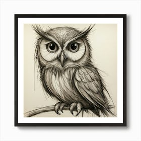 Owl Drawing 2 Art Print