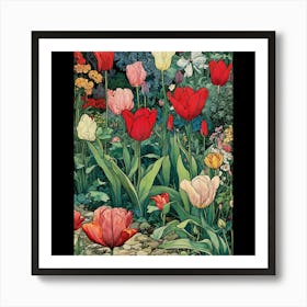 Tulips In The Garden 8 Art Print