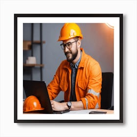 Portrait Of A Construction Worker Art Print