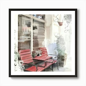 Watercolor Of A Cafe Art Print