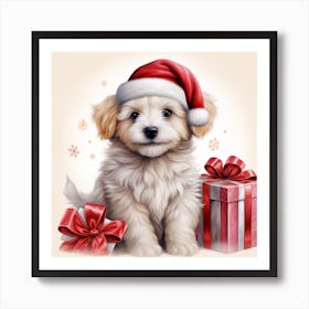 Christmas Puppy Art Print