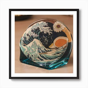 Great Kanagawa Acrylic Ramen Block 3d Render 9 Art Print