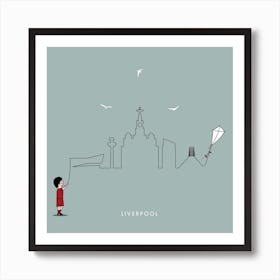 Liverpool Skyline Sea Grey Art Print