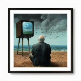 Tv On The Beach Art Print