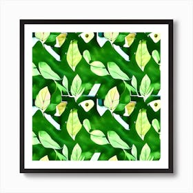 Green Leaves Fabric Art Print