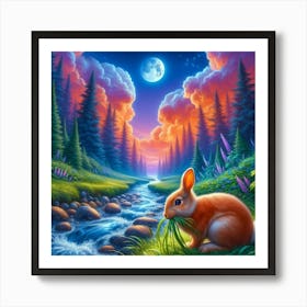 Rabbit Eating Grass 1 Art Print