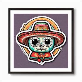 Mexican Sombrero And Pancho Sticker 2d Cute Fantasy Dreamy Vector Illustration 2d Flat Center (17) Art Print