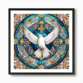 Stained Glass Christian Holy Dove Art Print