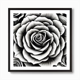 Black And White Roses 6 Art Print