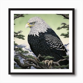 Ohara Koson Inspired Bird Painting Eagle 2 Square Art Print