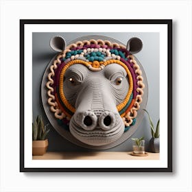 Hippo Head Bohemian Wall Art 5 Art Print