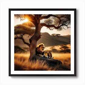 Lion In The Savannah 8 Art Print