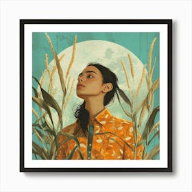 Girl In The Field Art Print