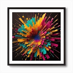 Color Explosion 1, an abstract AI art piece that bursts with vibrant hues and creates an uplifting atmosphere. Generated with AI,Art style_Product Photography,CFG Scale_3 Art Print