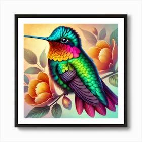 Colorful Hummingbird 1 Art Print