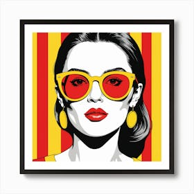 Lady In Yellow Sunglasses Art Print