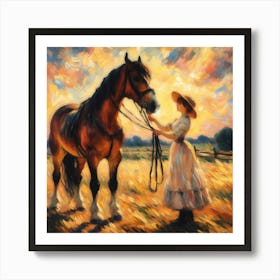 Girl And A Horse 3 Art Print