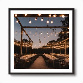 Wedding Reception With String Lights 2 Art Print