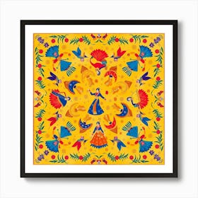 Baisakhi Banner Texture With Punjabi Dance Motif 1718 Art Print