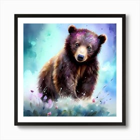 Baby Grizzly Bear Playing Artwork For Kids Art Print