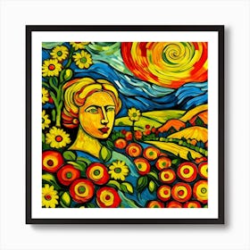 Sunflowers In The Field Art Print