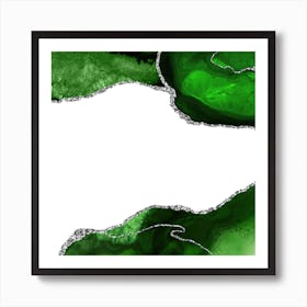 Green & Silver Agate Texture 11 Art Print