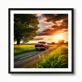 Sunset On The Road 1 Art Print